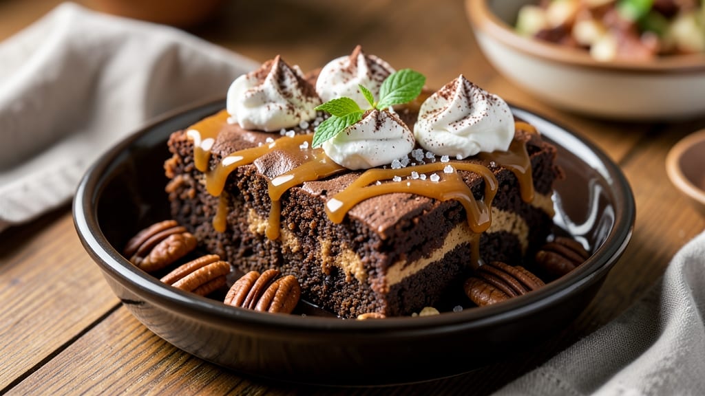 Caramel Brownie Recipe with German Chocolate Cake Mix: Fudgy Swirls and Pecan Crunch Fusion