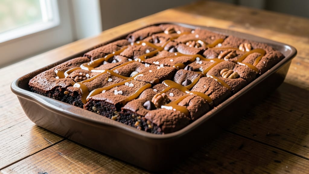 Caramel Chocolate Chip Brownies Recipe: Molten Fudgy Cracks With Caramel Rivers