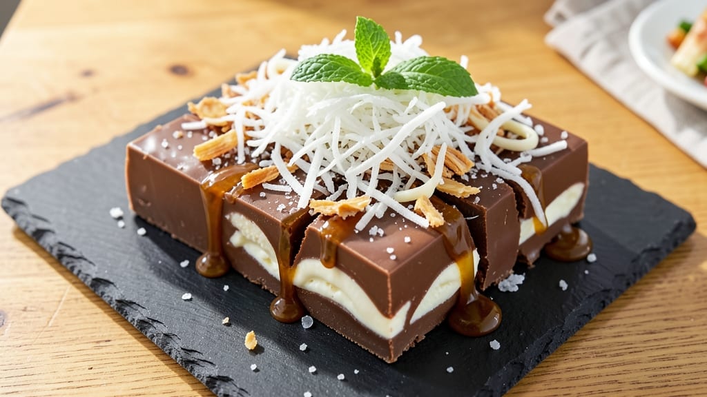 Cabana Chocolate Bars Recipe: Toasted Coconut Crunch and Melty Fudge Layers