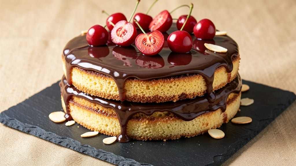 Black Forest Cake With Chocolate Ganache Recipe: Layers of Coffee-Infused Cake and Silky Ganache
