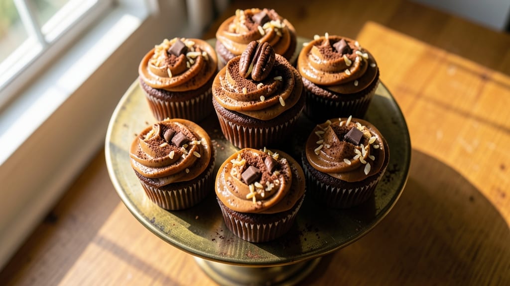 Baker's German Chocolate Cupcakes Recipe: Nutty Fudge Frosting and Spiced Cocoa Layers