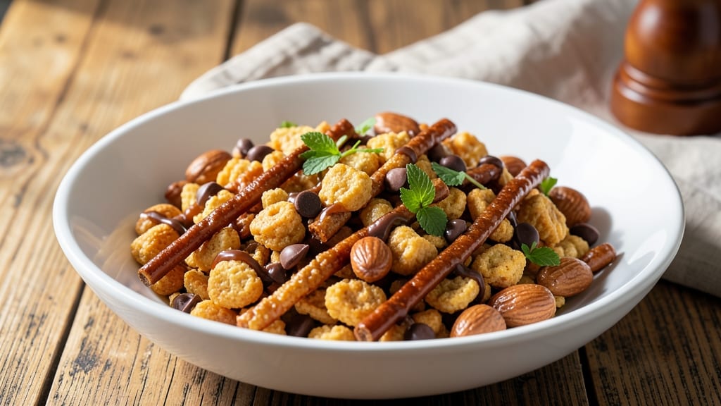 Chex Mix Recipe with Chocolate Chips: Crunchy Snack Mix With Gooey Melts